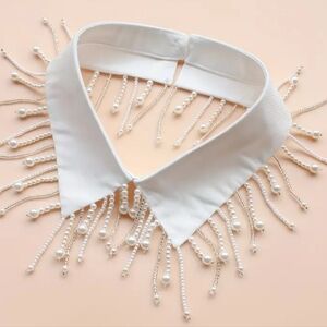 Detachable White Pearl Fringe Collar